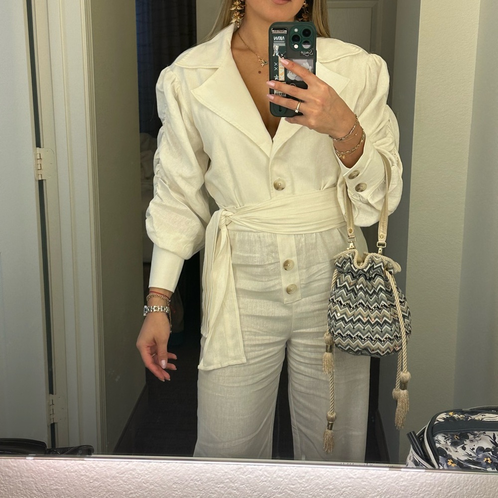Elegant Cream Jumpsuit - Italian Linen